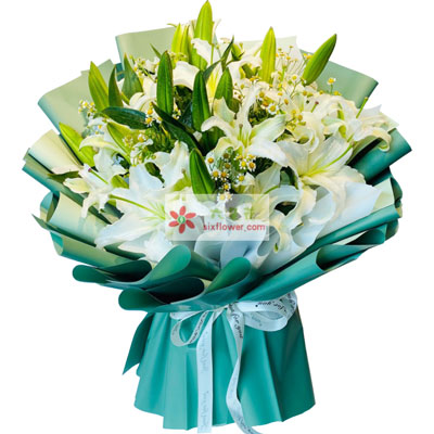 邢台8支白色多头百合洋甘菊，如潮的思念